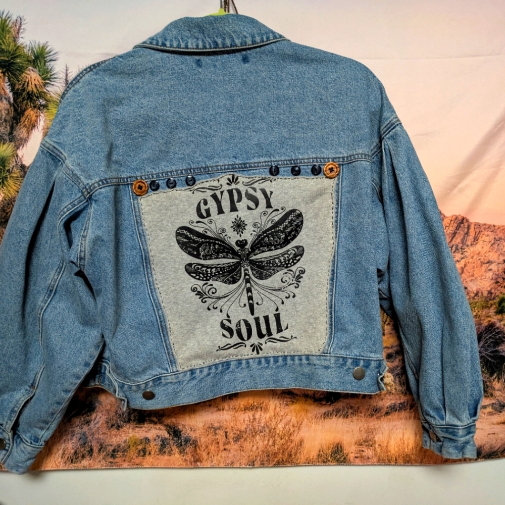 Gypsy Soul Denim Jacket with Dragonfly Design